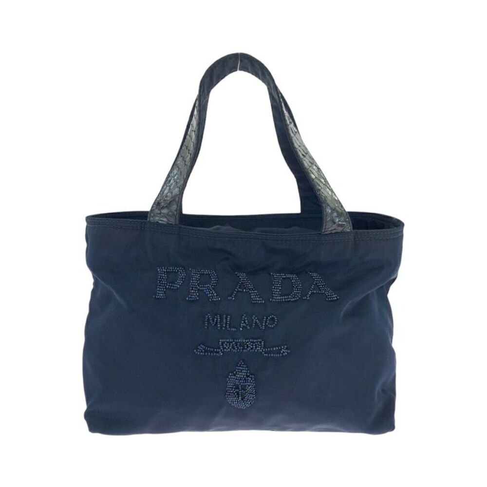 Prada Nylon Python Beaded Tote Handbag - image 1